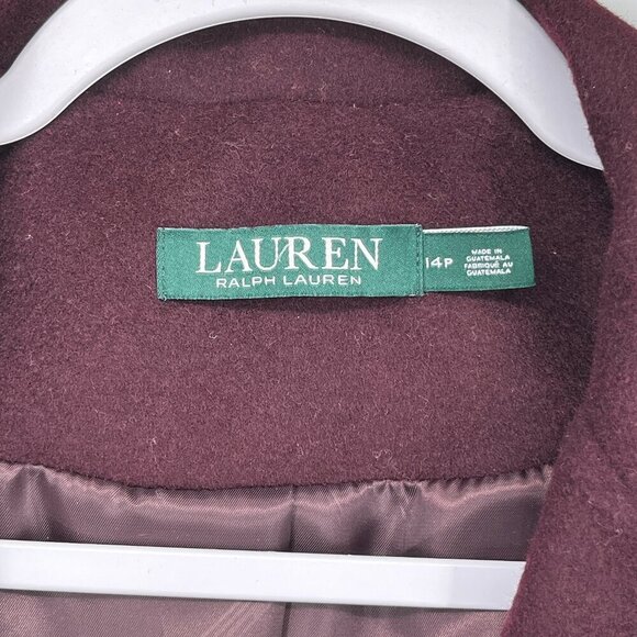 Reefer Wool Blend Coat by Lauren Ralph Lauren Burgundy Women’s Size 14P - Picture 6 of 11